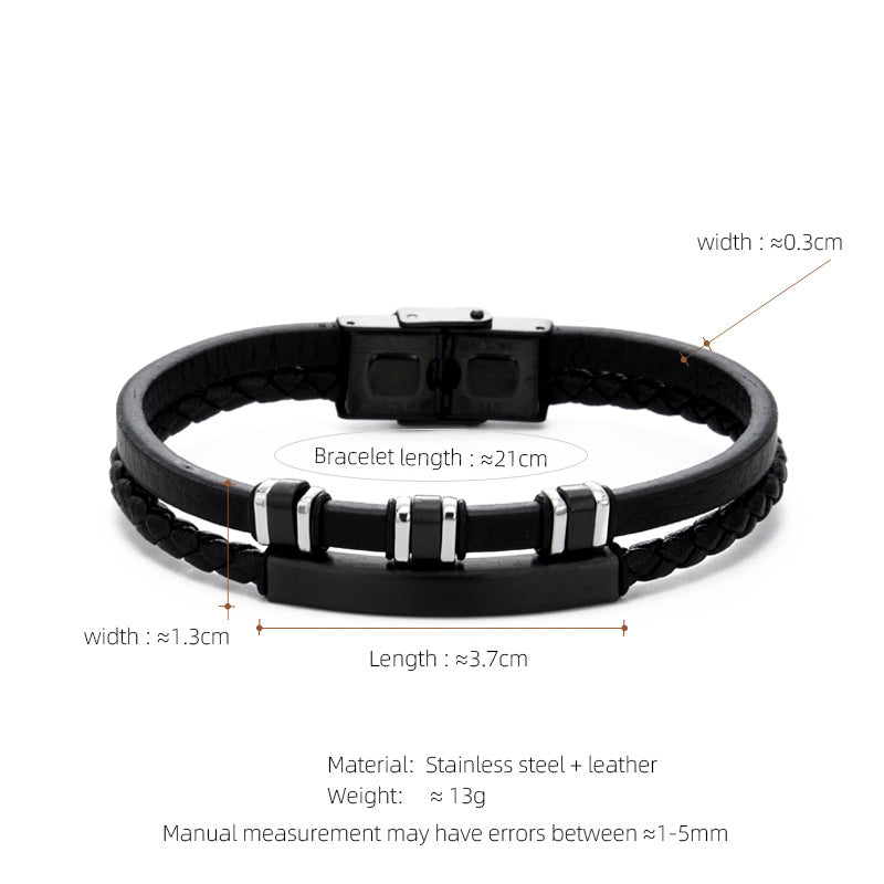 Leather & Steel Men's Bracelet