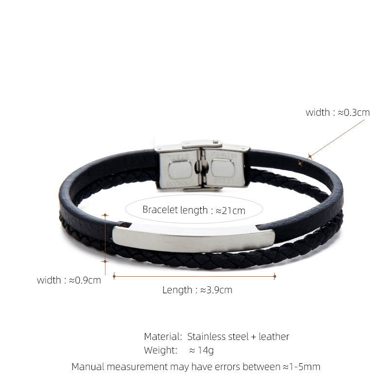 Leather & Steel Men's Bracelet