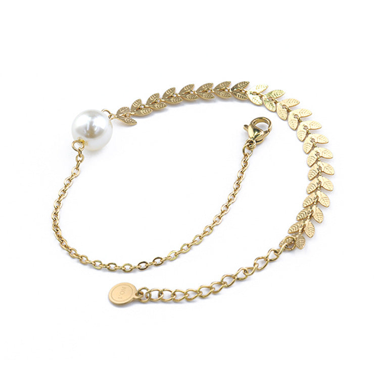 Elegant Korean Pearl Geometric Bracelet
