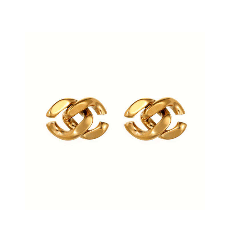 High Quality Wholesale PVD Plated Trendy Stainless Steel Fashion Stud Earring