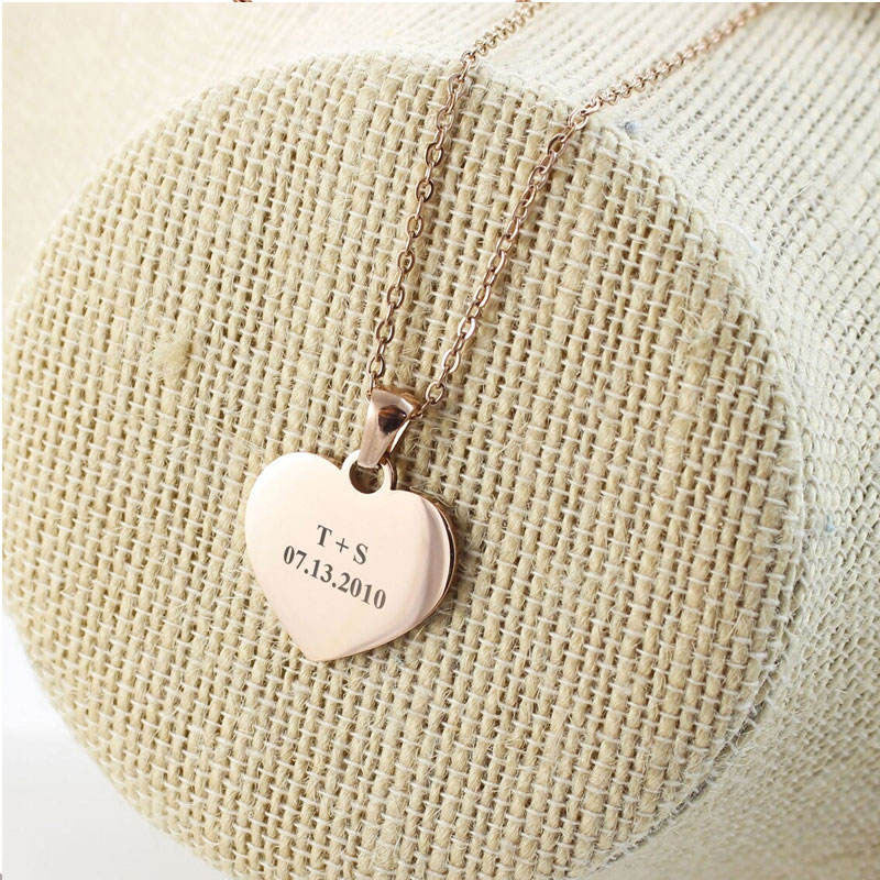 Anti Tarnish Gold Necklace 18K Real Stainless Steel Fine Jewelry Custom Letter Heart Necklaces for Women Men