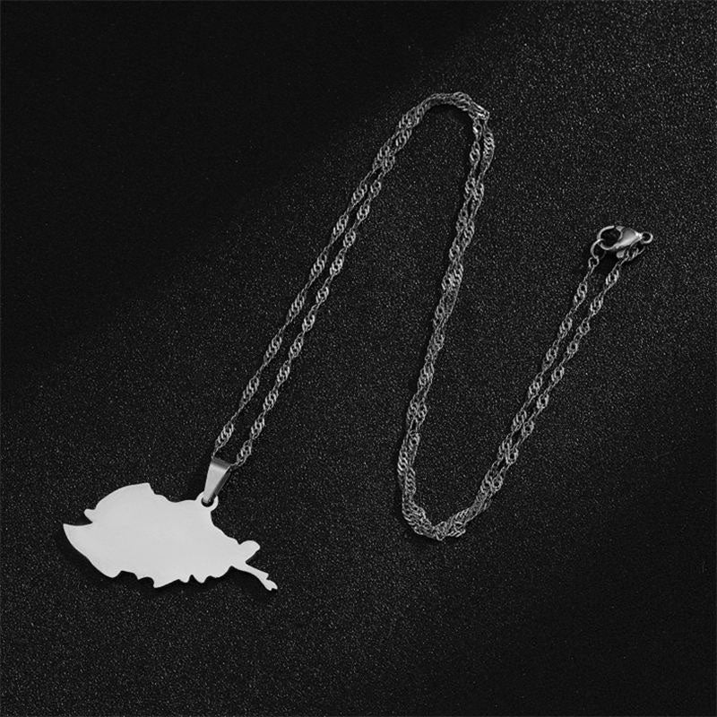Fashion Wholesale Custom Afghanistan Map Pendant Gold Silver Stainless Steel Women's Chain Collar Necklace for Men Women