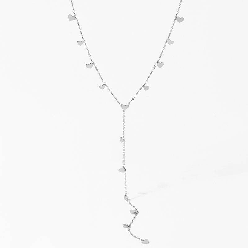 Classic No Fading Fine Chains 18K Gold Stainless Steel Women's Tassel Heart Pendant Necklace for Women