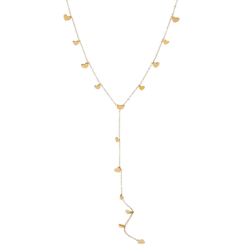 Classic No Fading Fine Chains 18K Gold Stainless Steel Women's Tassel Heart Pendant Necklace for Women