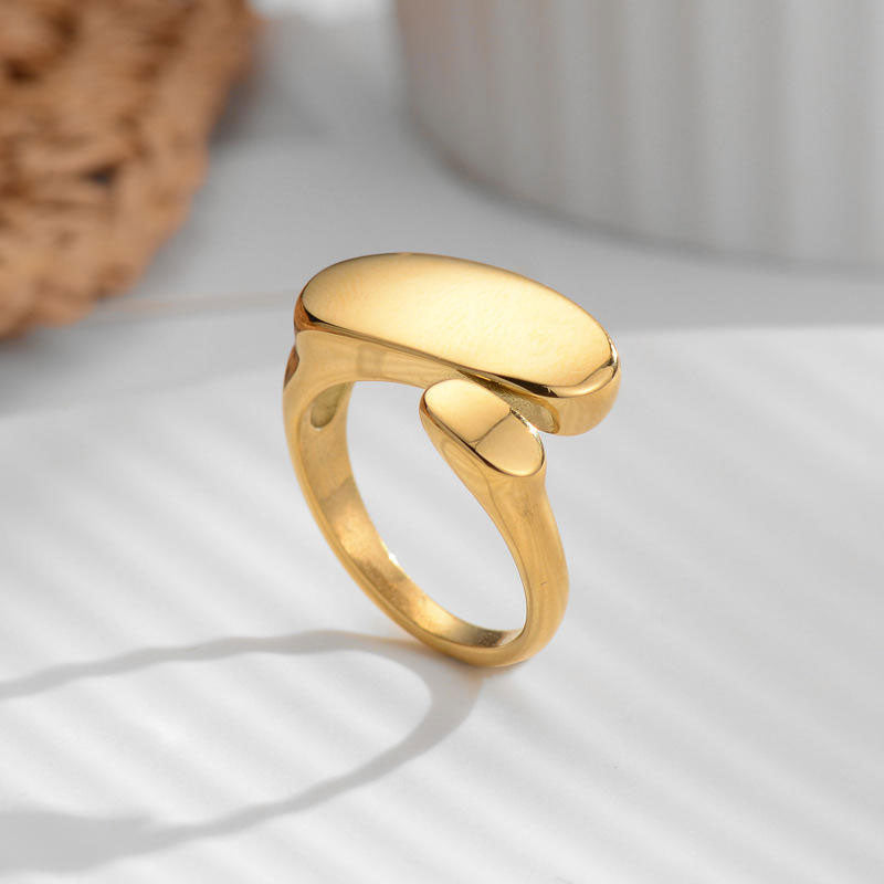 Wholesale Custom High Polish Stainless Steel PVD Waterproof Ring for Women 18K Gold Plated High Quality Jewelry