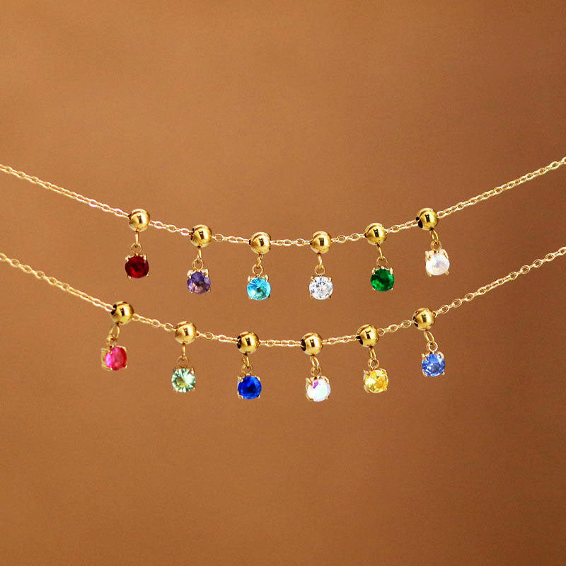 2025 New Design Wholesale Non Tarnish 18K Gold Plated Stainless Steel DIY Birth Stone Jewelry Charms