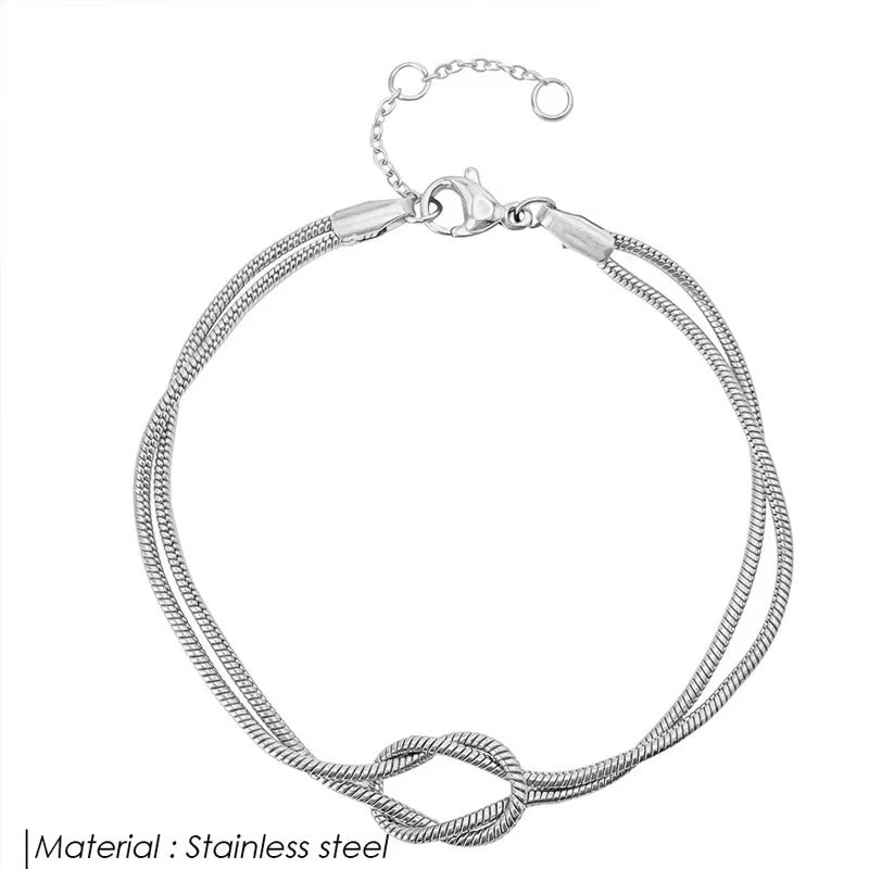 18k Gold Plated Knot Design Couple Bracelets Adjustable Exquisite Versatile Timeless Chain Stainless Steel Waterproof for Women
