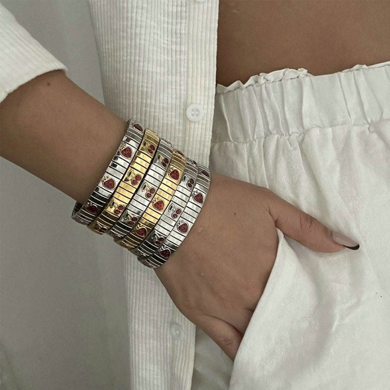 Wholesale 18k Gold Plated Vintage Geometric Strawberry Cherry Chunky Fashion Bracelets Customizable for Women/Men Stainless