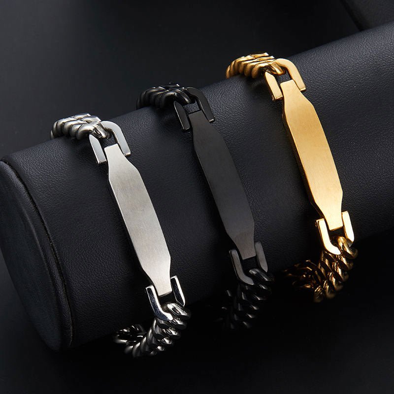 Fashion Wholesale Anti-Allergy Brush Finish Stainless Steel Blank Cuban Link High Quality Men Bracelet