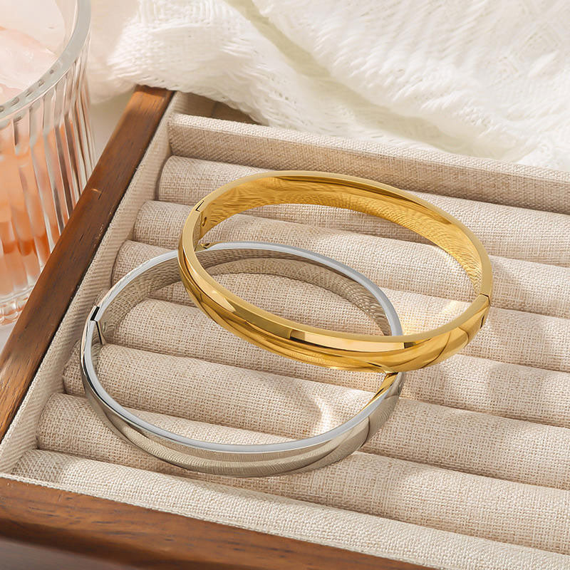 Fashion Wholesale Anti-Allergy High Polish Waterproof PVD Gold Plated Stainless Steel Fashion Jewelry Bracelets & Bangles