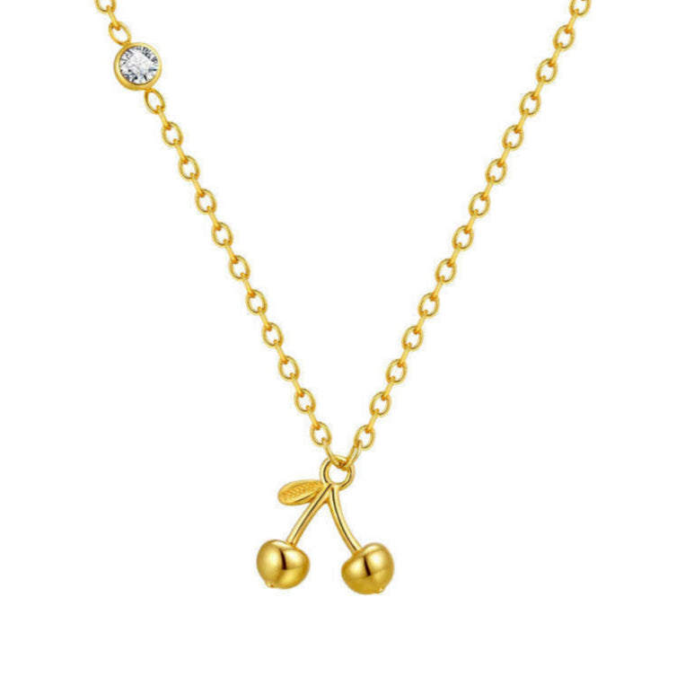 Classic No Fading Durable Gold Necklace 18k Real Cherry Zircon Fine Chains Stainless Steel Women's Necklace for Women