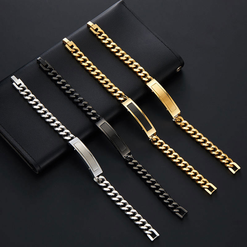Wholesale 18K Gold Plated Anti-Allergy Stainless Steel Bracelet Tarnish-Free Waterproof Trendy Non-Tarnish Fashion Engraving