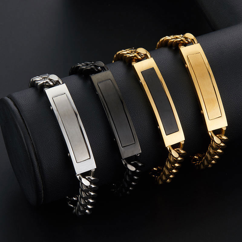 Wholesale 18K Gold Plated Anti-Allergy Stainless Steel Bracelet Tarnish-Free Waterproof Trendy Non-Tarnish Fashion Engraving