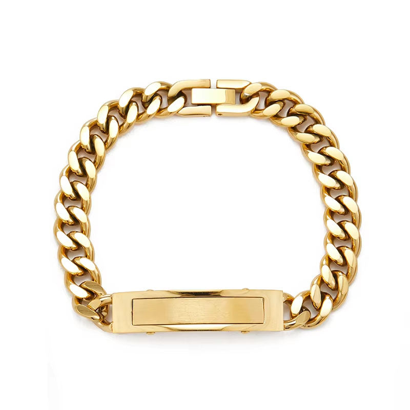 Wholesale 18K Gold Plated Anti-Allergy Stainless Steel Bracelet Tarnish-Free Waterproof Trendy Non-Tarnish Fashion Engraving