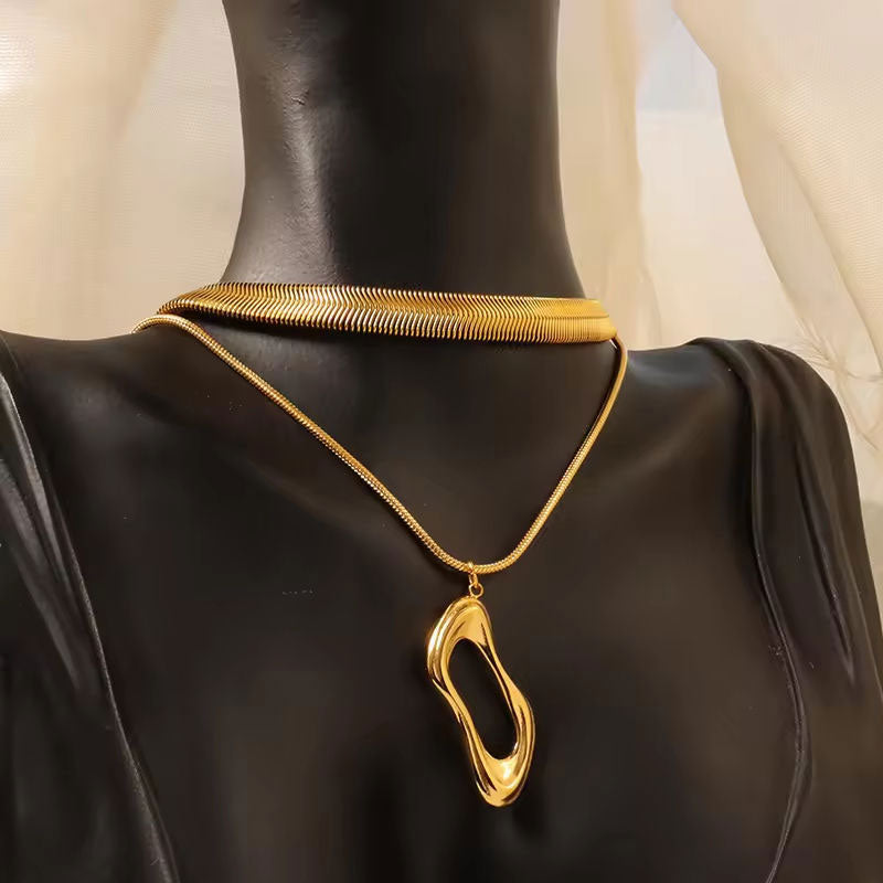 Wholesale Customized 18K Gold Plated Anti-Allergy Stainless Steel Fashion Pendant Necklace Trendy Style Hypoallergenic