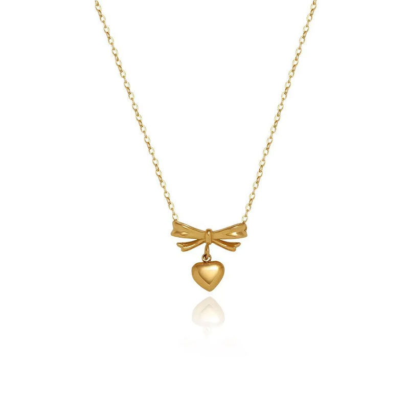 18K Gold Fashionable Stainless Steel Geometric Necklace Simple and Exquisite butterfly Bow Heart-shaped Necklace for Women
