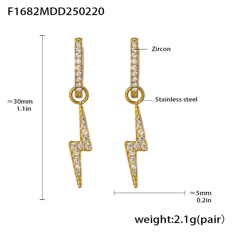 Dainty Ins Style Geometric Elements Handmade Inlaid Zircon Earrings 18K Gold Plated Small Drop Earrings No Rust