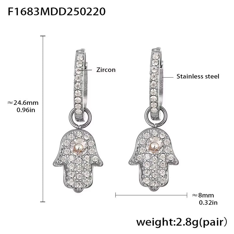 Dainty Ins Style Geometric Elements Handmade Inlaid Zircon Earrings 18K Gold Plated Small Drop Earrings No Rust