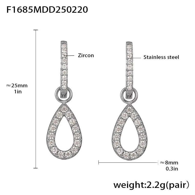 Dainty Ins Style Geometric Elements Handmade Inlaid Zircon Earrings 18K Gold Plated Small Drop Earrings No Rust