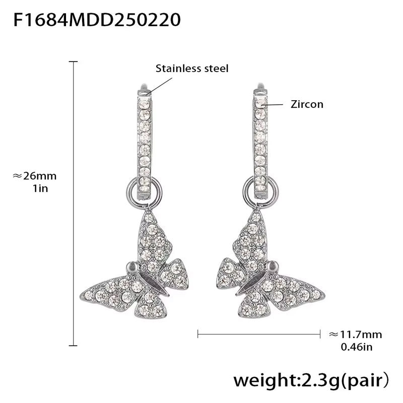 Dainty Ins Style Geometric Elements Handmade Inlaid Zircon Earrings 18K Gold Plated Small Drop Earrings No Rust