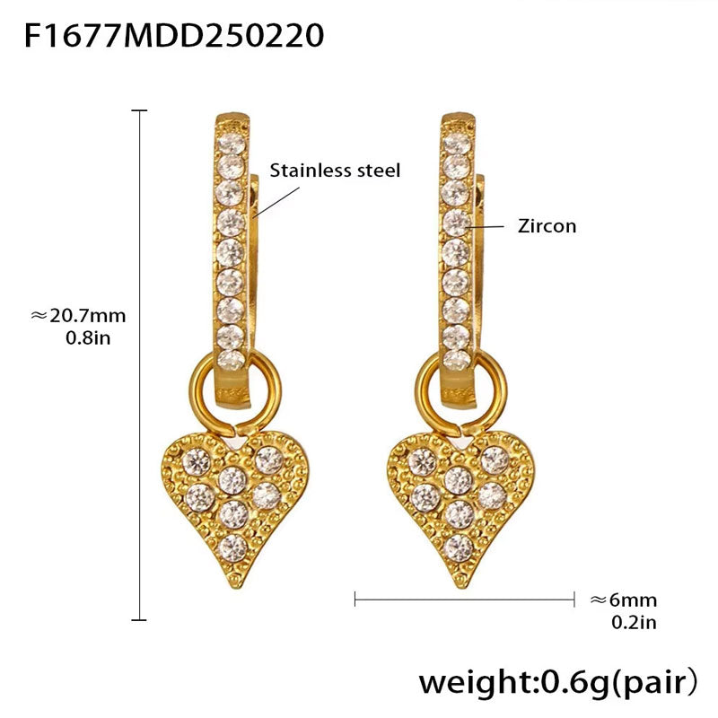 Dainty Ins Style Geometric Elements Handmade Inlaid Zircon Earrings 18K Gold Plated Small Drop Earrings No Rust