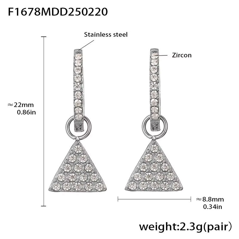 Dainty Ins Style Geometric Elements Handmade Inlaid Zircon Earrings 18K Gold Plated Small Drop Earrings No Rust