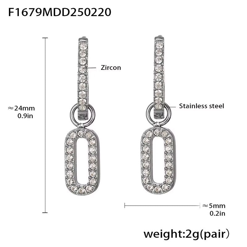 Dainty Ins Style Geometric Elements Handmade Inlaid Zircon Earrings 18K Gold Plated Small Drop Earrings No Rust