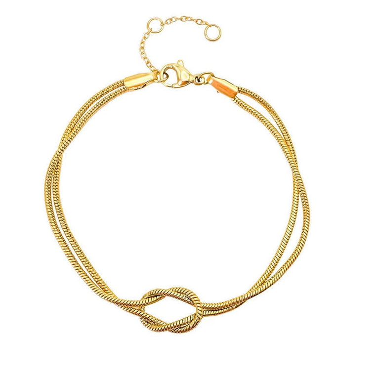 18k Gold Plated Knot Design Couple Bracelets Adjustable Exquisite Versatile Timeless Chain Stainless Steel Waterproof for Women
