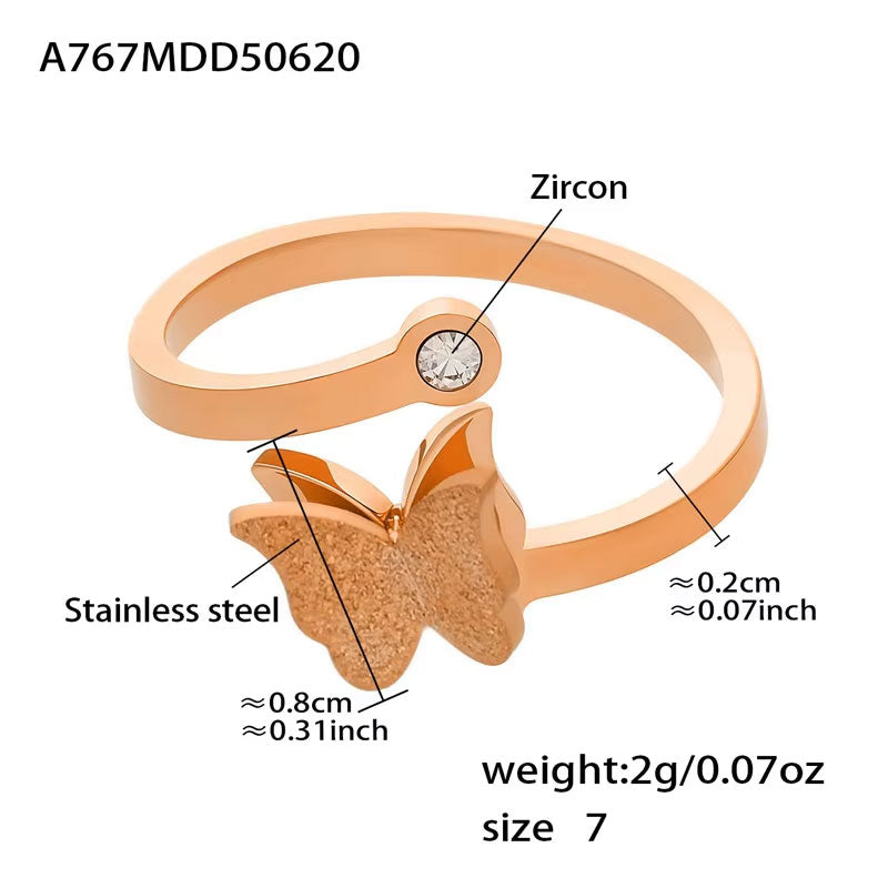 Casual Anti Tarnish Gold Necklace 18K Real Stainless Steel Butterfly Necklace Set for Women Girls