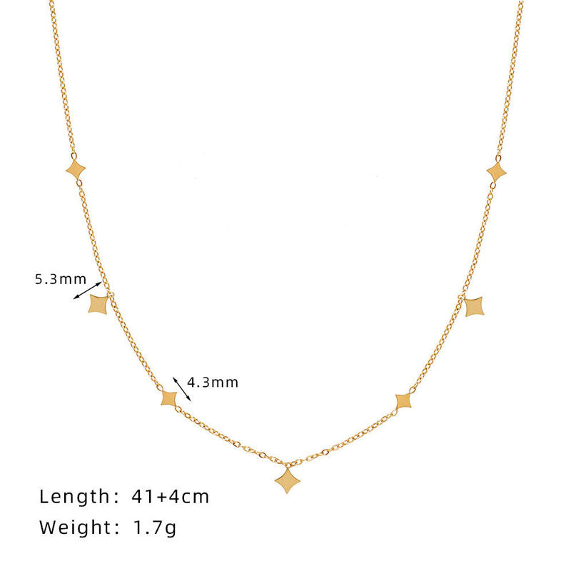 18K Gold Plated Tarnish Free Stainless Steel Exquisite Stars Small Short Chain New Summer Necklace Daily Jewelry for Girls