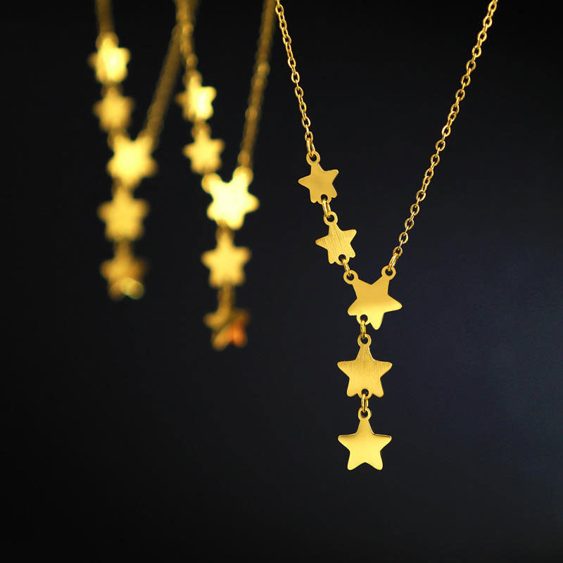 Wholesale 18K Gold Plated Anti Tarnish Stars Butterfly Pendant Necklace New Design Trendy Geometric Chains