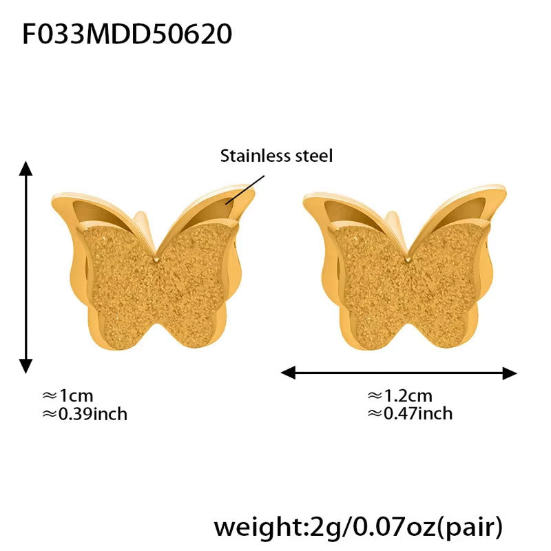 Casual Anti Tarnish Gold Necklace 18K Real Stainless Steel Butterfly Necklace Set for Women Girls