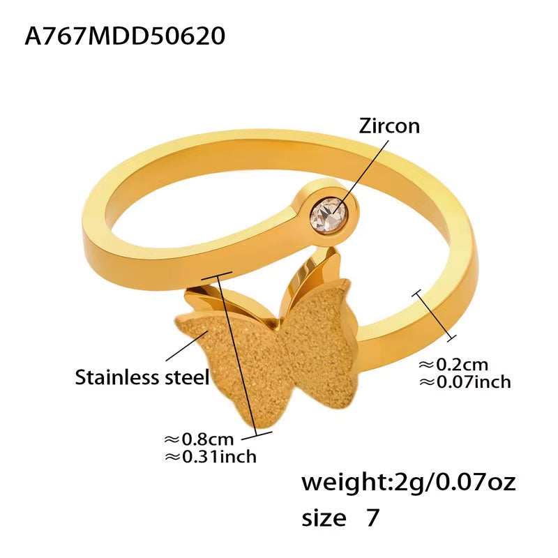 Casual Anti Tarnish Gold Necklace 18K Real Stainless Steel Butterfly Necklace Set for Women Girls