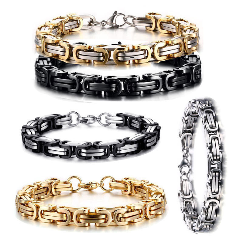 Wholesale 18K Gold Plated Stainless Steel Byzantine Bracelet Anti-Allergy High Polish Trendy Style