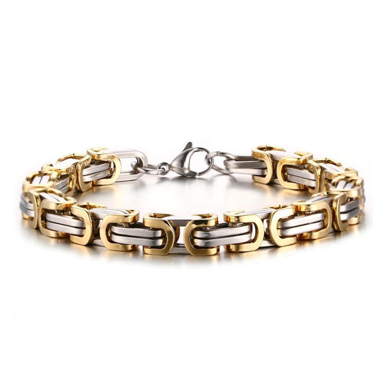 Wholesale 18K Gold Plated Stainless Steel Byzantine Bracelet Anti-Allergy High Polish Trendy Style
