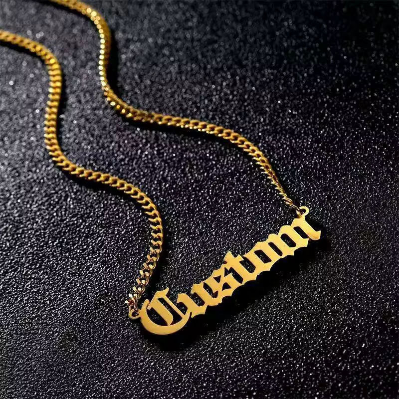No Fading Custom Jewelry Pendant Manufacturers Chain Man Custom Name Gold Filled Chain Stainless Steel Pendant Necklace for Man