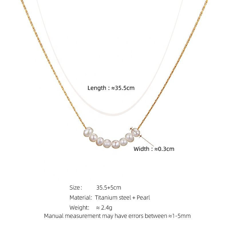 Eight Freshwater Pearl Necklace Short Collar Choker Small Smiling Bamboo Chain Gold Plated Rose Pendant Geometric Shape Gift