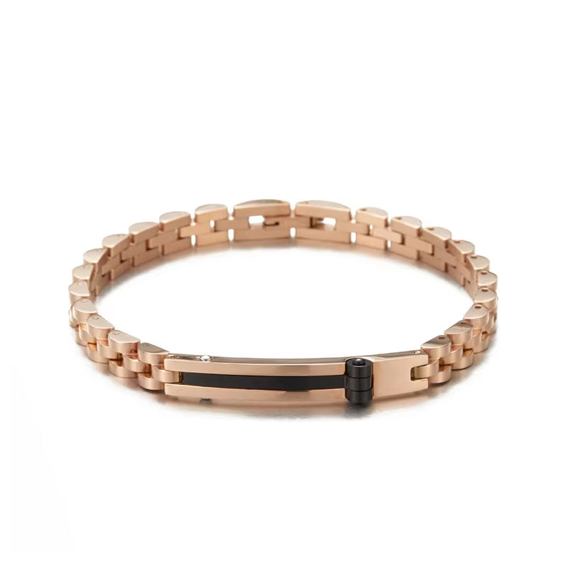 Women's Stainless Steel Beaded Bracelet with Geometric Curved Plate Band Fashion Jewelry Watch Strap Style Accessories