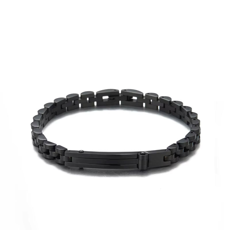 Women's Stainless Steel Beaded Bracelet with Geometric Curved Plate Band Fashion Jewelry Watch Strap Style Accessories