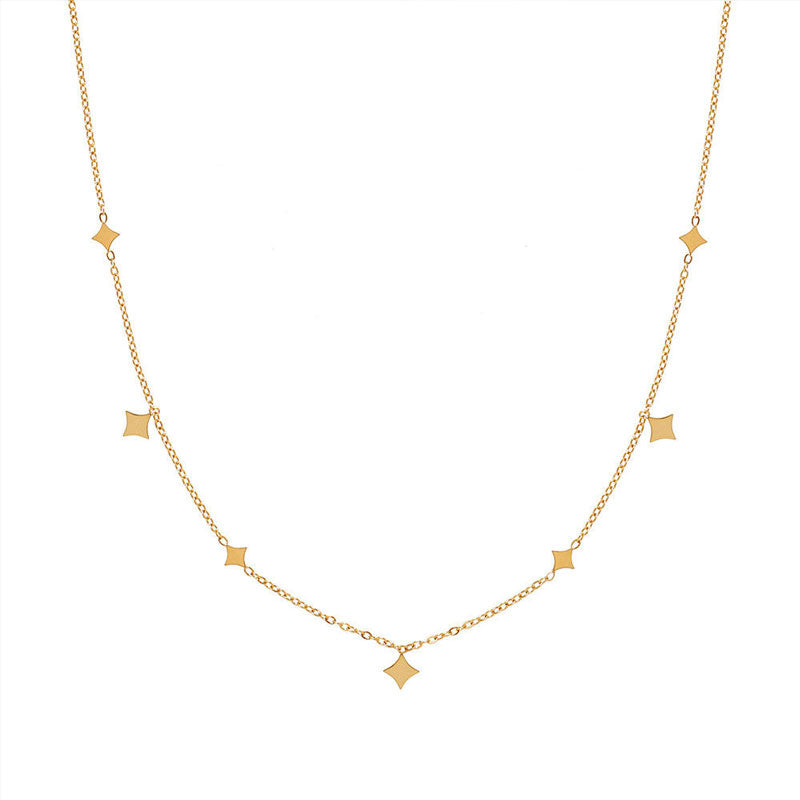 18K Gold Plated Tarnish Free Stainless Steel Exquisite Stars Small Short Chain New Summer Necklace Daily Jewelry for Girls