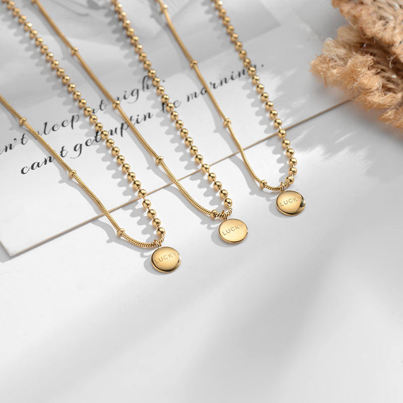 High End Waterproof Necklace Non Tarnish Long Designer 18k Gold Plated Stainless Ball Chain Necklace for Women