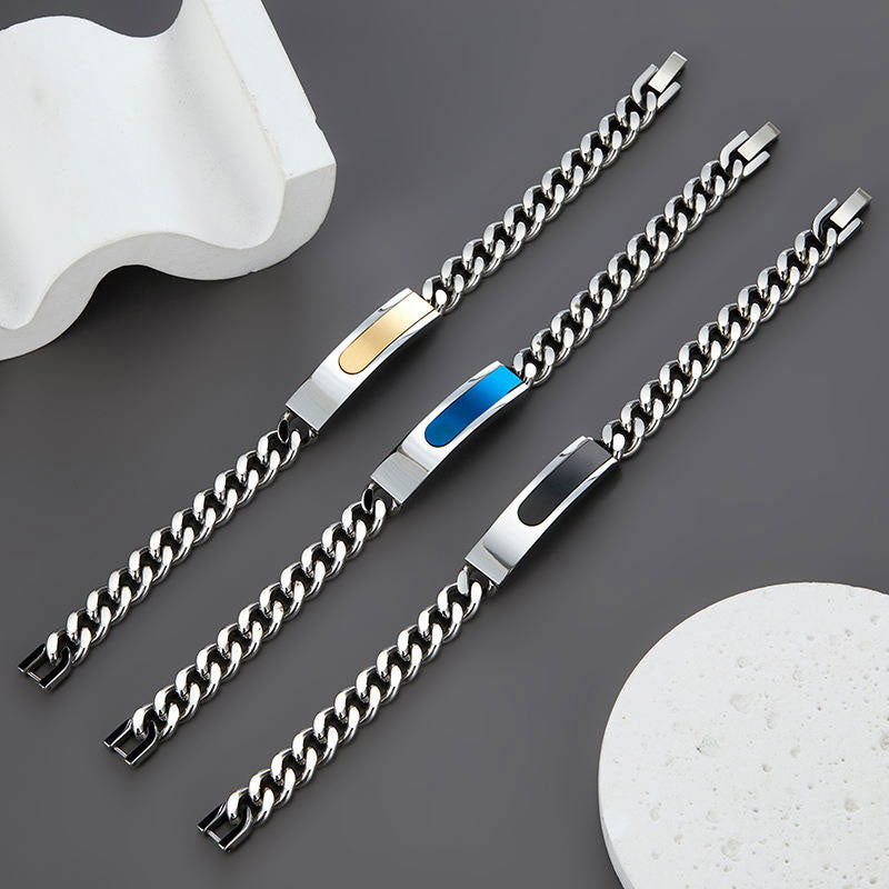 Fashion Wholesale Anti-Allergy Brush Finish Stainless Steel Custom Men Bracelet