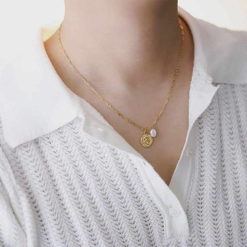 SUMMLY Vintage Personalized Charms 18K Gold Plated Stainless Steel Pendants Chain Necklace Portrait Fashion Jewelry