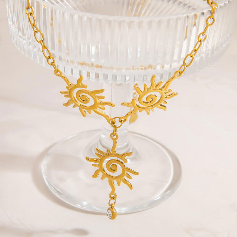 Fashion Design Sun Totem Pendant Earrings Retro Ethnic Style Body Chain Necklace Wholesale
