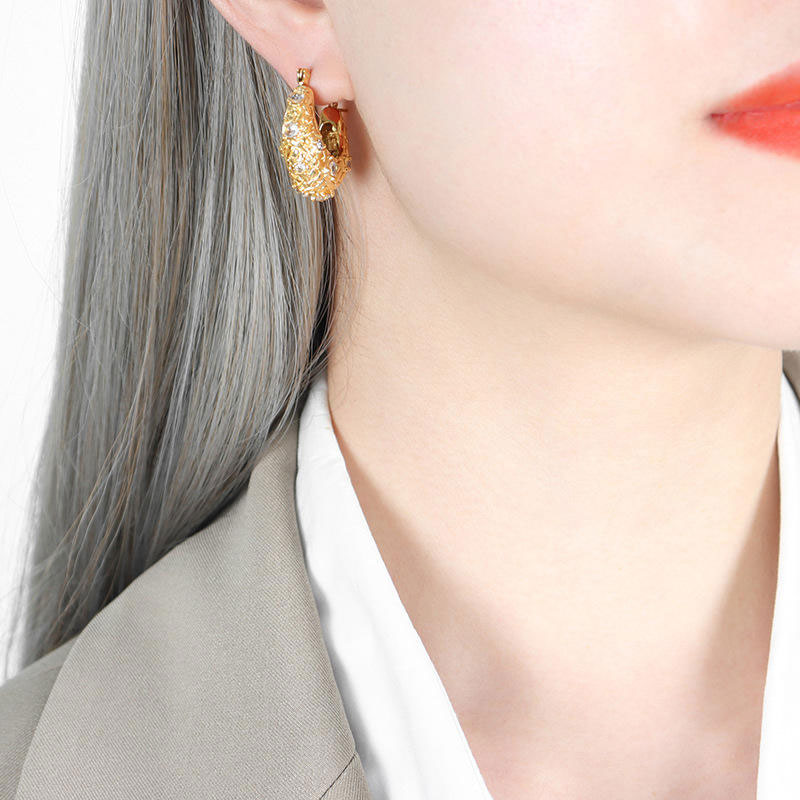 New Designed Zircon Luxury Earrings 316L Stainless Steel 18K Gold Jewelry Earrings for Women