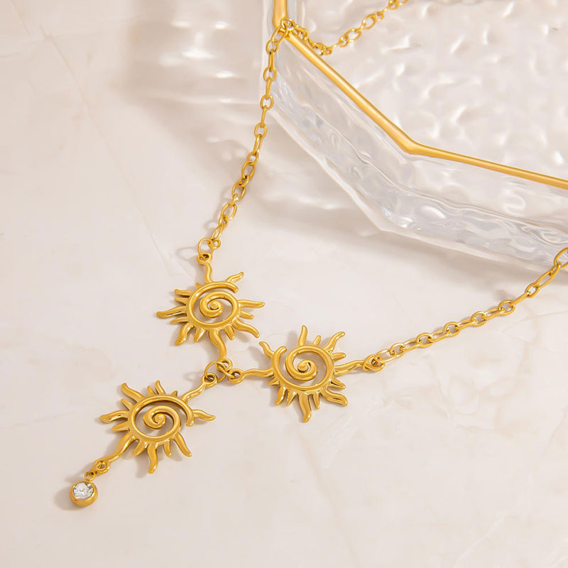 Fashion Design Sun Totem Pendant Earrings Retro Ethnic Style Body Chain Necklace Wholesale