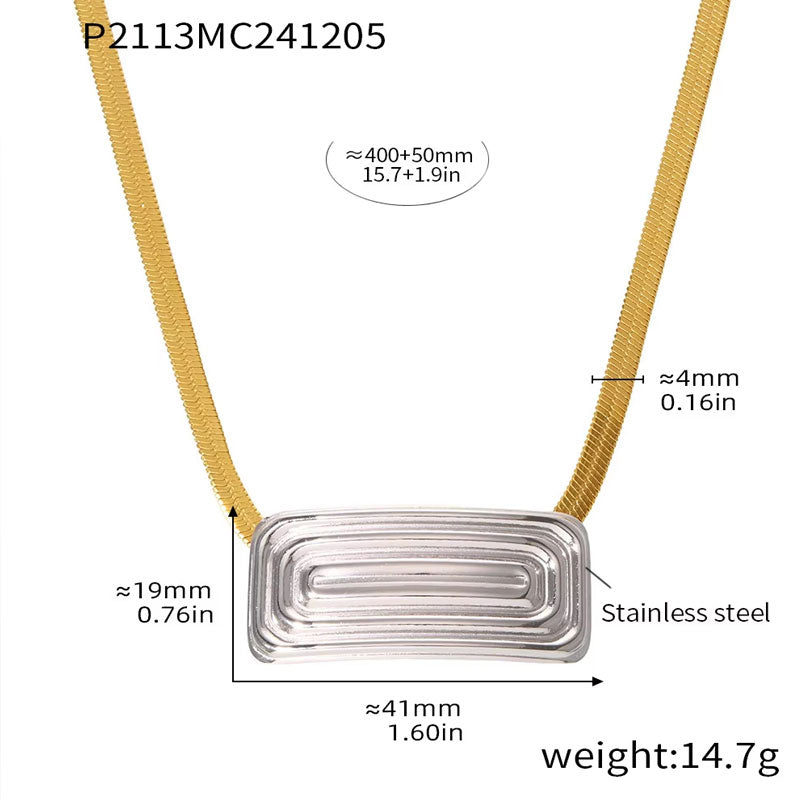 2025 Fashion Jewelry Manufacturer Wholesale Large Rectangular Zircon 18K Filled 316L Stainless Steel Necklace