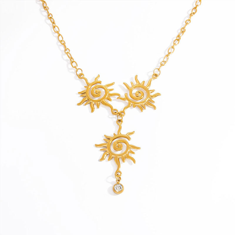 Fashion Design Sun Totem Pendant Earrings Retro Ethnic Style Body Chain Necklace Wholesale