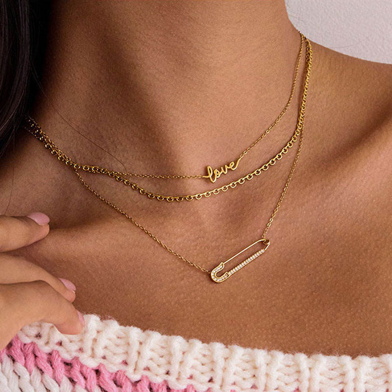 Trendy Anti Tarnish Gold Necklace 18K Real Stainless Steel Fine Jewelry Paperclip Necklaces for Women