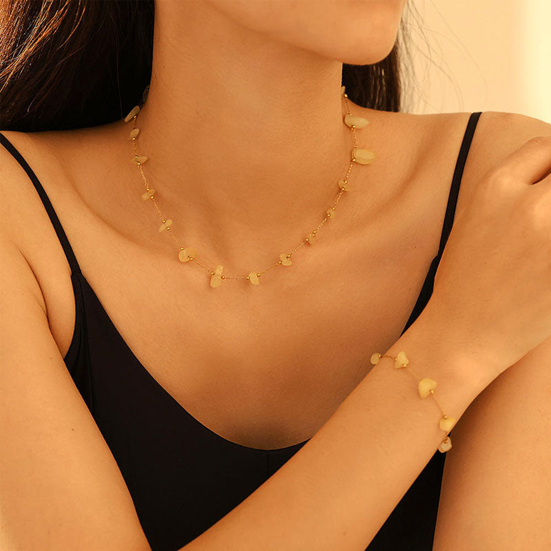 Natural Gravel Pendant Necklace Good Price of Good Quality Stainless Steel Dainty Natural Gravel Pendant Necklace